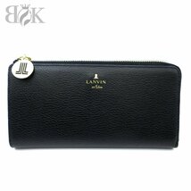 推定未使用品 ランバンオンブルー リム L字ファスナー 長財布 ブラック グリーン系 LANVIN en Bleu ◇_画像1