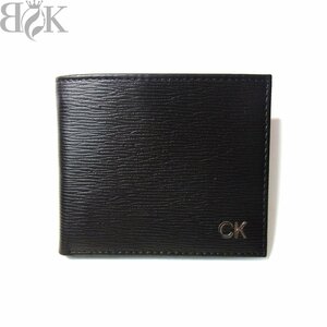 極美品 カルバンクライン 二つ折り財布 31CK130008 レザー 黒 ブラック Calvin Klein 〓