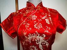 赤色銀花模様チャイナドレス　L～4XLサイズ　新品　NO171～188　送料無料！_画像2