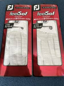 新品未使用 メンズ男性 フットジョイ FOOTJOY feelSof ゴルフグローブ 左手用 2枚セット Men's FGFS21CW ホワイト マルチカラーモデル