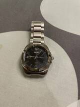 中古 メンズ男性 セイコー SEIKO デイデイト ブラック文字盤 SS ソーラークオーツ腕時計 V158-0AK0_画像2