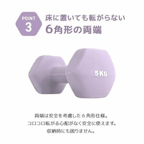 【2個セット/ブルー】滑りにくい カラー ダンベル 10kg 筋トレ エクササイズ 宅トレ シンプル ウエイトトレーニング ダイエット 新品の画像8