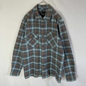 STUSSY 長袖オープンカラーシャツ　チェック柄　古着　Lサイズ　