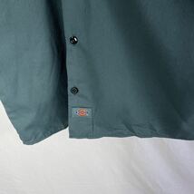 ディッキーズ　長袖ワークシャツ　古着　Mサイズ　グリーン無地　WORKWEAR_画像3