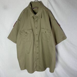90's BIG MAC 半袖ワークシャツ　古着　XLサイズ　ベージュ　WORKWEAR