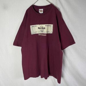 Hard Rock CAFE 半袖プリントTシャツ　古着　XLサイズ　ワインレッド