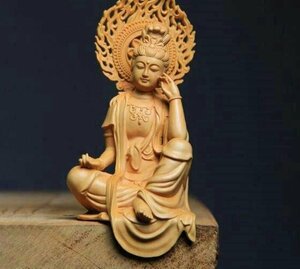 黄楊木彫自在観音 禅の居間玄関の仏像置物n
