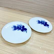 大倉陶園 OKURA プレート 2枚セット 大皿 平皿 食器 食卓 インテリア 花柄 ホワイト×ブルー【18434_画像1