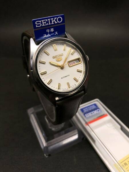 SEIKO/セイコー【5/ファイブ】自動巻き◆新品SEIKOベルト◆白文字盤◆機械測定平置き±40秒(現状測定数値好調)