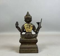 仏教美術 仏像 三面 置物 金属製 銅製 縁起物 菩薩 銅器 古銅 古美術 時代物 _画像3