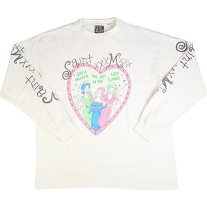 SAINT MICHAEL セント マイケル 24SS LS TEE/PINK HEART/WHITE ロンT 白 Size 【L】 【新古品・未使用品】 20788815