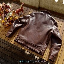 メンズ馬革 レザージャケット 本革 ホースハイド 革ジャン バイクレザー アメカジ メンズ S～3XL_画像2