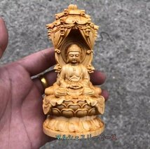 木彫仏像 三面 西方三聖 座像 阿弥陀仏三尊（観世音菩薩 阿弥陀仏 勢至菩薩）彫刻 仏教工芸_画像5