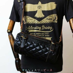  american ro Como tib original leather quilt one shoulder bag black hand made tea core men's lady's popular horse leather Rider's Biker vi 