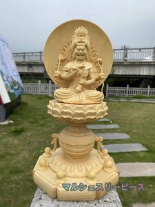 愛染明王像木彫り 仏像 総高30CM