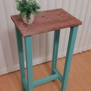 ハンドメイド ハイテーブル ミストグリーン【送料込み】