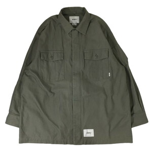 Wtaps ダブルタップス FLYERS LS COTTON SATIN ミリタリー ユーティリティシャツ ジャケット グレー 212BRDT-SHM04 灰色 L 03