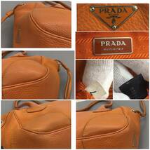 PRADA プラダ 三角ロゴ レザー×リザード トートバッグ ショルダーバッグ オレンジ _画像9