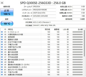 【動作保証】SPD Q300SE★256GB★SATA 2.5インチ★7ミリ厚★使用0時間 