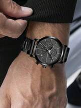 腕時計 メンズ クォーツ メンズ多機能ビジネスウォッチ スポーツスタイル ブラックステンレススチール 軽量時計 おしゃれなカジュア_画像6