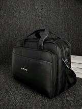 メンズ バッグ ビジネスバッグ ビジネスバッグ スーツケース 男性用 クラシックデザイン 黒色 レーベル デコレーション 16.5_画像1