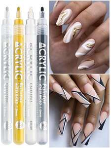 Art hand Auction Nail Decoration 4pcs 2 Nail Art Drawing Pen Graffiti Nail Acrylic Pen Waterproof Painting Liner 3 Abstract Line Nail Art Beauty Tools, nail art supplies, stone, others