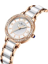 腕時計 レディース クォーツ 腕時計 ウォッチ レディース ダイヤモンド付き ケラミックストラップ ローズゴールドカラー デュアル_画像2