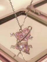 レディース ジュエリー ネックレス ペンダント ハート型の宇宙モチーフ ネックレス 彼女へのプレゼントに最適 1個_画像1