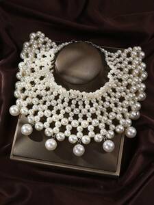 Art hand Auction 女士珠宝项链围脖项链珍珠珠手工法国复古 1 件, 女士配饰, 项链, 吊坠, 其他的