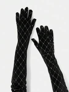 レディース アクセサリー 手袋 上品なレース付きアームカバー ブラック レディースファッション