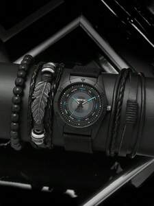 腕時計 メンズ セット ４点セット クオーツ時計 メンズ ビジネス ウォッチ ブレスレット付き