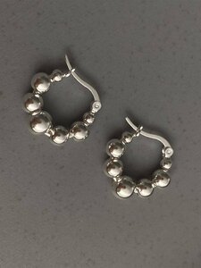  lady's jewelry earrings hoop earrings 1 pair lady's cup ru Mini ma list round beads hoop earrings ko