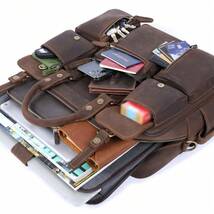メンズ バッグ ビジネスバッグ 本革 ビジネス ブリーフケース ラップトップバッグ 男性用 旅行 出張 通勤 収納 多ポケット ヴ_画像3