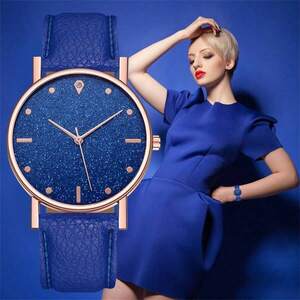 腕時計 レディース クォーツ 女性用腕時計 ダイヤ ブルー ウォーターダイヤ バッグ/財布と同時に注文！