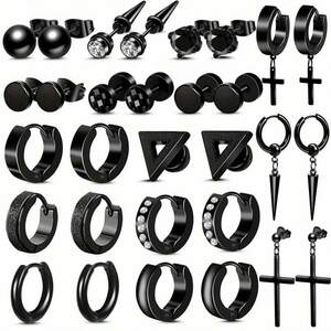  men's jewelry earrings 15 pair earrings for man men's earrings stainless steel steel black earrings Cross earrings man woman low . ultra . Dan g