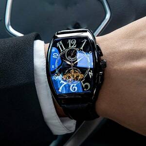 腕時計 メンズ 機械式 バレル型 机械式腕時計 メンズ スケルトンデザイン 大文字盤