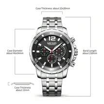 腕時計 メンズ クォーツ メンズ腕時計 クロノグラフ 3つのサブダイヤル搭載 ステンレススチール製 防水機能付き ゴージャスデザイ_画像6