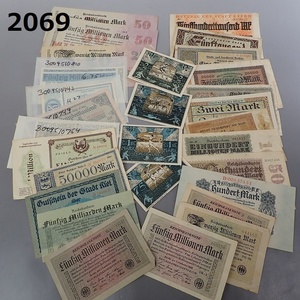 FK-2069　コレクター放出品　ヨーロッパ　ドイツなど旧紙幣　ノートゲルト　高額・大判　マルク　ハイパーインフレ 20240306