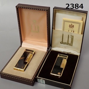 FK-2384◆DUNHILL ダンヒルローラー　ガスライター2点/べっ甲/ゴールドカラー/　ケース付き 20240324