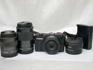 #2036 Canon EOS M EF-M 22mm F2 18-55mm 55-200mm IS STM ef-eos M adapter ミラーレス一眼セット キャノン