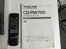 ◆◇TASCAM CD-RW700 業務用CDレコーダー 動作品 タスカム 説明書 リモコン付き ◇◆_画像2