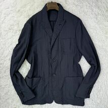 未使用級! ジョルジオアルマーニ【定価約20万】GIORGIO ARMANI テーラードジャケット 革タグ 撥水加工 52 3L位 XXL ネイビー 紺色 高級感◎_画像2