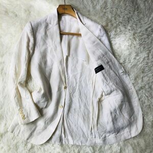 エポカウォモ　EPOCA UOMO テーラードジャケット　アンコンジャケット　ホワイト　48 麻　背抜　センターベンド　メンズ　ブレザー