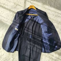 giovanni arezzo スーツ　セットアップ　テーラードジャケット　ネイビー　B5 ウール　背抜　センターベンド　ストライプ　ペイズリー　_画像4