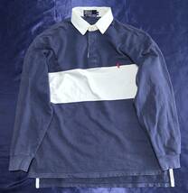 PoLo Ralph Lauren 長袖 ラガーシャツ L 紺白_画像1