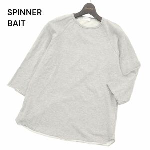 美品★ SPINNER BAIT スピナーベイト 春夏 スウェット 7分袖 ラグラン カットソー トレーナー Sz.42　メンズ グレー 日本製　A4T02137_3#G