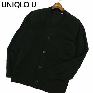 22SS★ UNIQLO U ユニクロ ユー ルメール 通年 Vネック フレンチ リブ カーディガン Sz.L　メンズ 黒　A4T02012_2#L