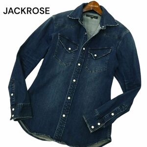 JACKROSE ジャックローズ 通年 USED加工★ 長袖 ウエスタン デニム シャツ Sz.3　メンズ　A4T01914_2#C