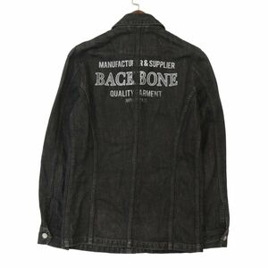 BACK BONE バックボーン 通年 バック ロゴ プリント★ デニム ジャケット カバーオール Sz.S　メンズ 日本製　A4T02182_3#C