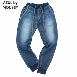 AZUL by MOUSSY アズール マウジー 加工★ スウェット ドビー イージー ジョガー デニム パンツ ジーンズ Sz.XS メンズ A4B01217_3#Rの画像1